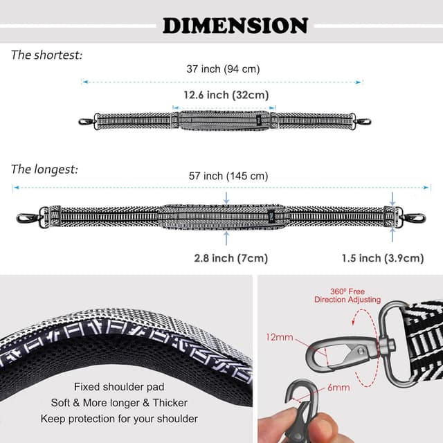 Detalle 2 de ZINZ verstellbarer Schultergurt mit Belüftung und Metallhaken – universal für Laptop-, Kamera- und Sporttaschen