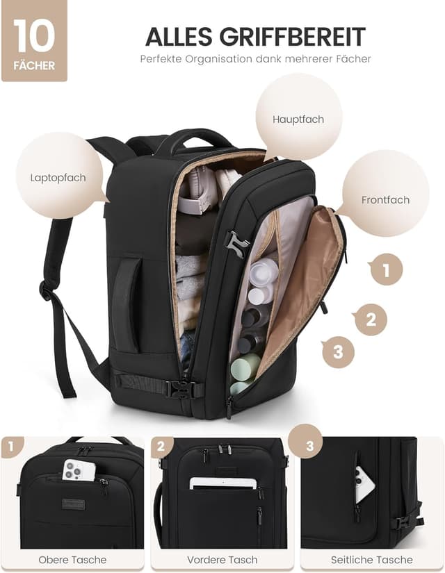 Detalle 2 de LOVEVOOK Handgepäck Rucksack 18 Zoll