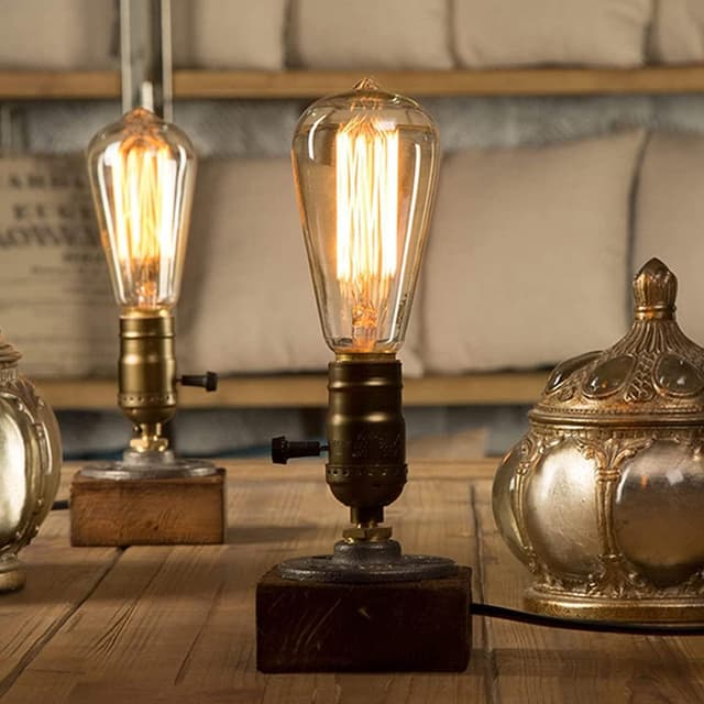 Detalle 2 de Vintage Edison E27 Filament Light Bulb 40W ST64 (Warm White, 6 Pack) – Retro industrial style