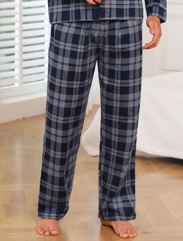 Detalle de ENJOYNIGHT men’s flannel cotton pyjama bottoms with drawstring (soft plaid lounge pants)