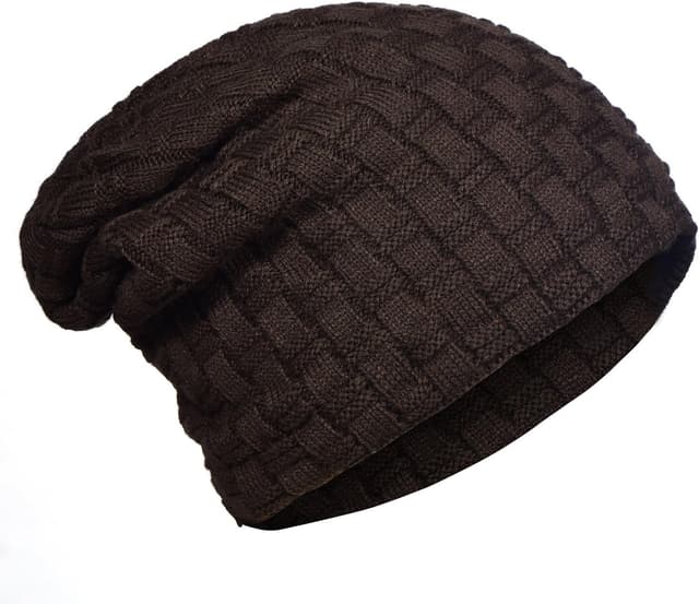 Detalle 2 de DonDon Bonnet Femme Hiver Slouch en laine tricotée avec doublure polaire chaude