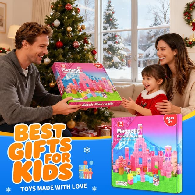 Detalle 2 de MEESHEEP Magnetic Blocks (100pcs) – Montessori-style magnetic building set for ages 3–10