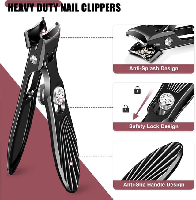 Detalle de Nail Clippers for Thick Nails with Catcher – Wide Opening Toenail Clippers with Safety Lock (Heavy Duty)