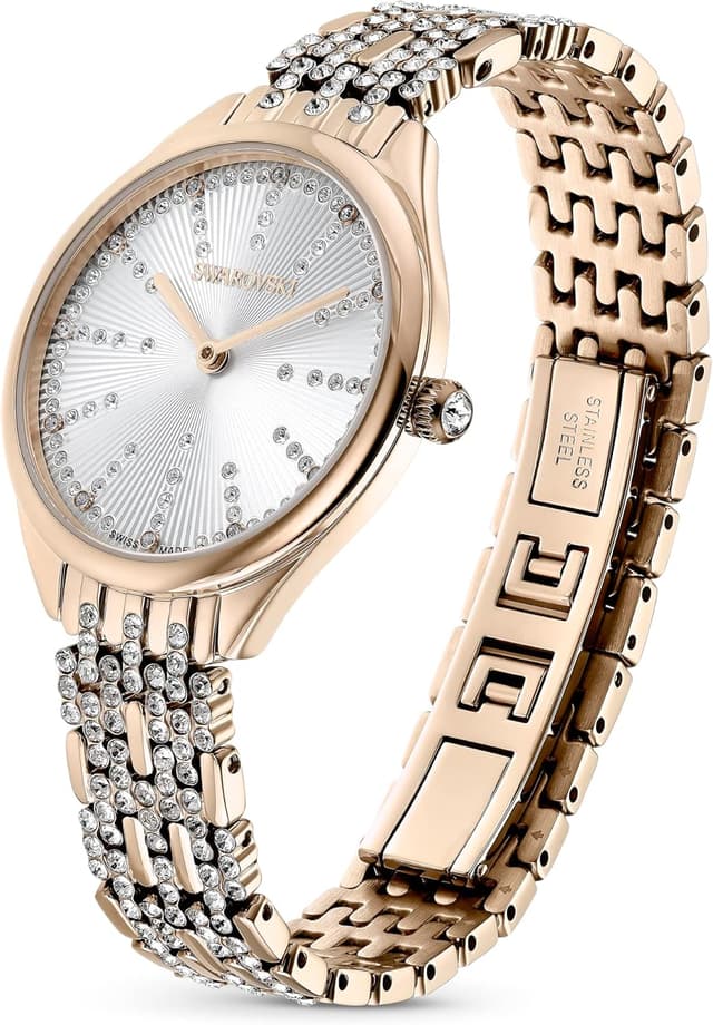 Detalle de Montre Swarovski Attract Collection Swiss Made en acier inoxydable, PVD or champagne