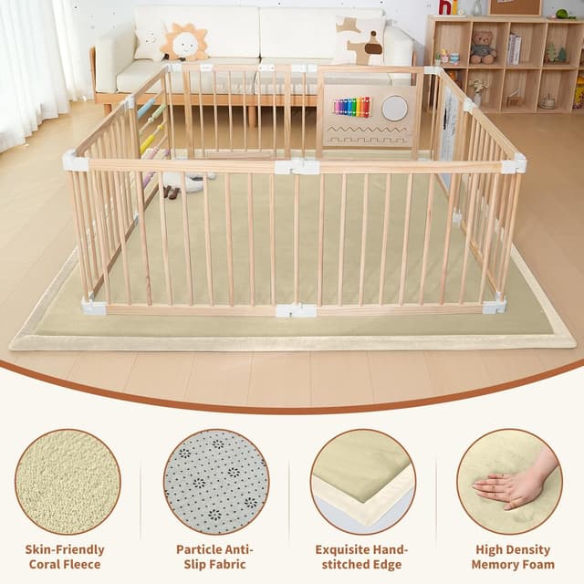 Detalle de SUNYRISY Baby Play Mat (3.5cm thick) 180 x 200 cm – foldable, non-slip foam rug for crawling & play, beige