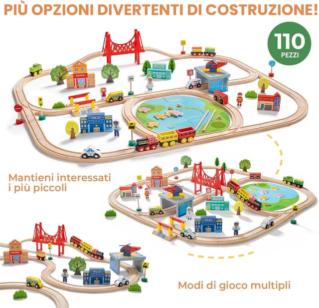 Thumbnail 1 de Tiny Land Set ferroviario 110 pezzi 🚂