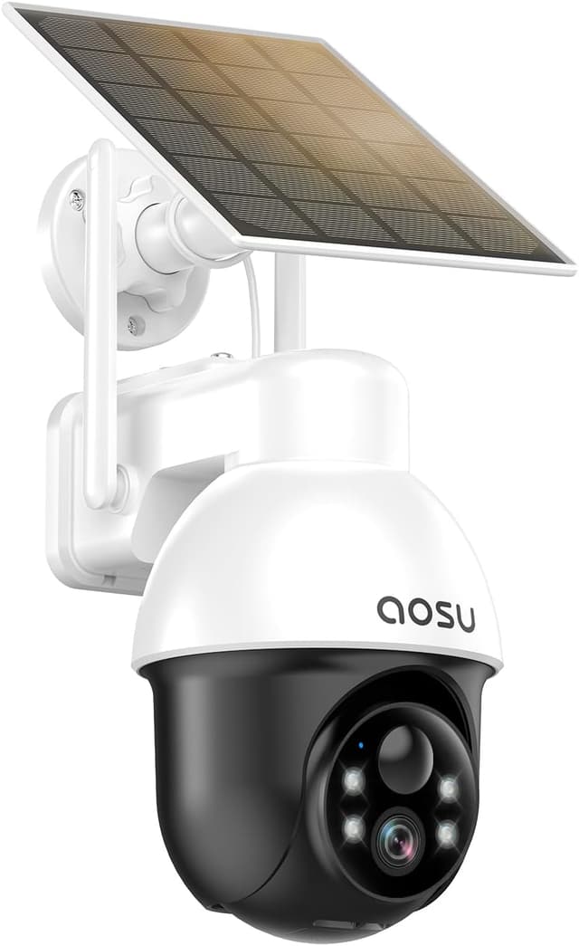 Detalle de AOSU Solar Security Camera Wireless Outdoor with Panoramic PTZ, Human Auto Tracking, 2K Night Vision & 2-Way Audio