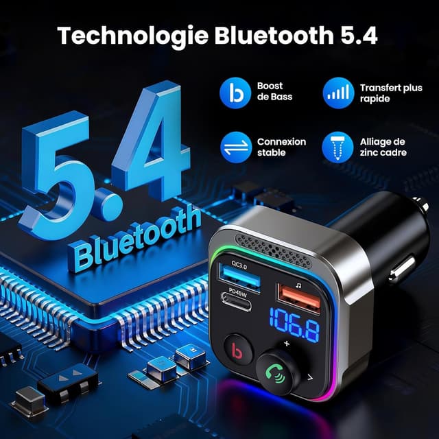 Thumbnail 1 de Gizmovine Émetteur Bluetooth Voiture 45W