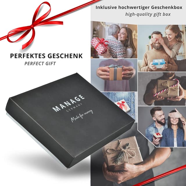 Detalle de Schlüsseletui von MANAGE mit 2 Reißverschlussfächern aus echtem Leder für Damen und Herren