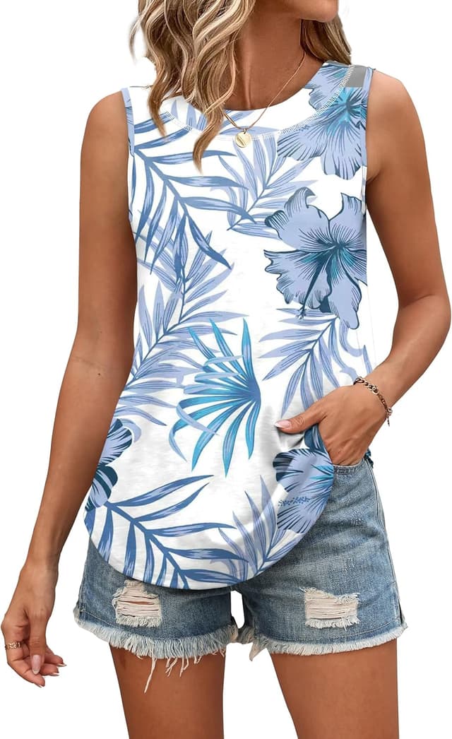 Detalle de WIHOLL Women’s V-Neck Sleeveless Tank Top Vest – Summer Loose Fit