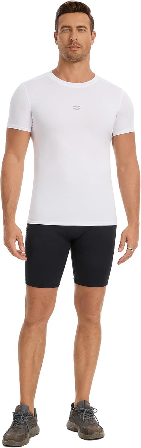 Detalle 2 de AMZSPORT Chemise de compression à manches courtes pour hommes – séchage rapide et tissu respirant