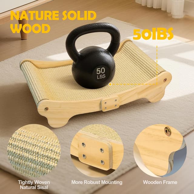 Detalle de DONWEI Sisal Cat Scratcher Bed, 60 x 37.5