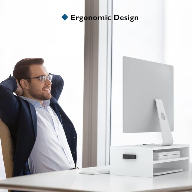 Thumbnail 1 de BONTEC Wood Monitor Stand Riser 142mm