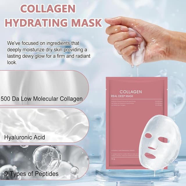 Detalle 2 de Bio Collagen Overnight Maske (4 Stück) – Bio-collagen Real Deep Mask als Hydratisierungs- & Barrieremasken für die Nacht