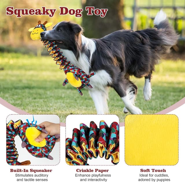 Detalle de PUHOHUN Squeaky Giraffe Tug & Chew Toy (Extra Large) for Small–Large Dogs