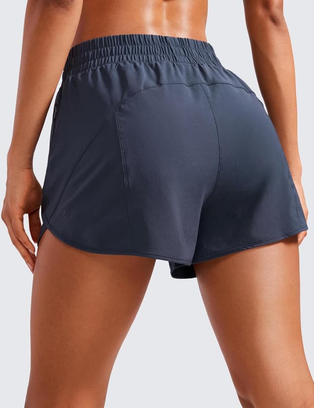 Detalle de CRZ YOGA pantaloncini da corsa a vita alta da donna con fodera in rete