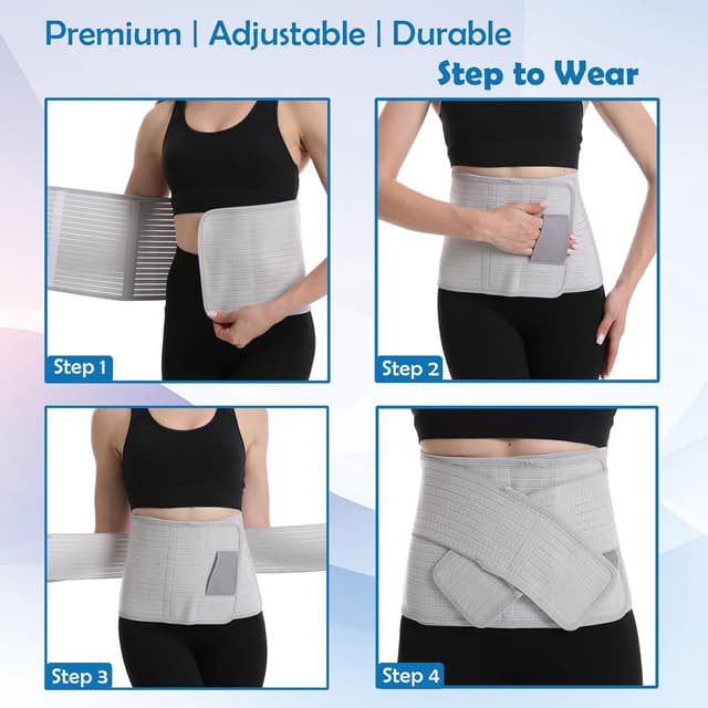 Detalle 2 de Paskyee Postpartum Belly Band (C-section recovery belly wrap) – Grey Waist/Pelvis Belt, L/XL