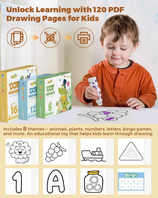 Detalle 2 de JUPITEARTH Bingo Marker 16 Farben, 60 ml