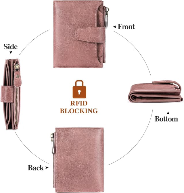 Detalle 2 de SENDEFN Damen-Klein-Geldbörse mit RFID-Blockierung, 14 Kartenfächer & Münzfach (veganes Leder)