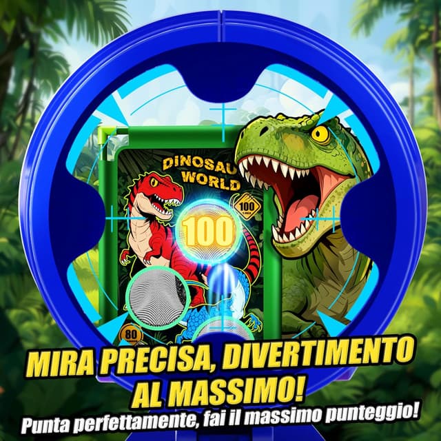 Detalle 1 de Giochi di Tiro al Bersaglio con Dinosauro e Air Blaster con Mira, 4 bersagli e 24 palline in schiuma