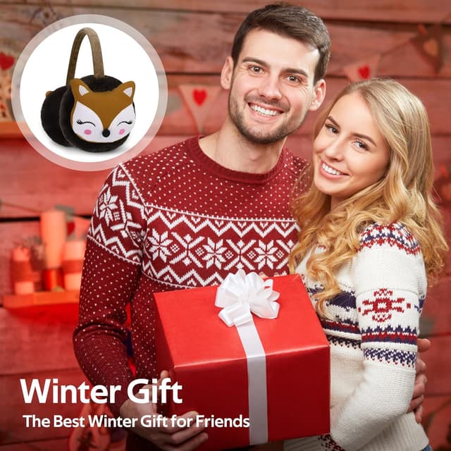 Detalle de Uoimky Ohrenwärmer für Kinder mit Fuchs-Motiv – winddicht, einstellbar