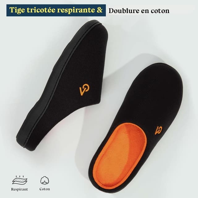 Detalle de VeraCosy Chaussons homme à mémoire de forme bicolores, intérieur en peluche