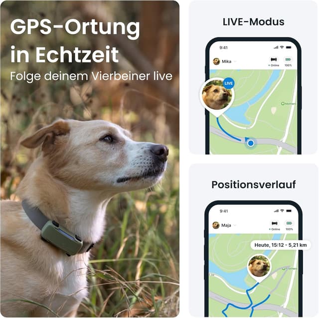 Detalle de Tractive Smarter Hunde GPS Tracker (Modell 2025) – Live-GPS-Ortung mit Gesundheitswarnungen (Bundle Schwarz)