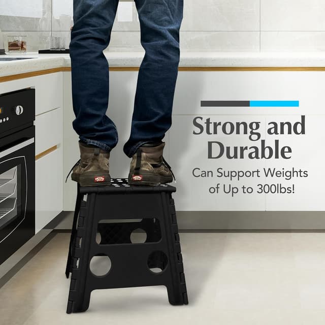 Detalle de Handy Laundry Folding Lightweight Step Stool (Black, 13 inch) — 300 lb capacity