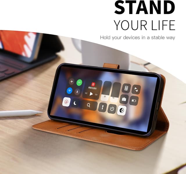 Detalle de Rostsant Handyhülle für Samsung Galaxy A25 5G mit Kartenfächern und Magnetverschluss (Löwenzahn, Violett)