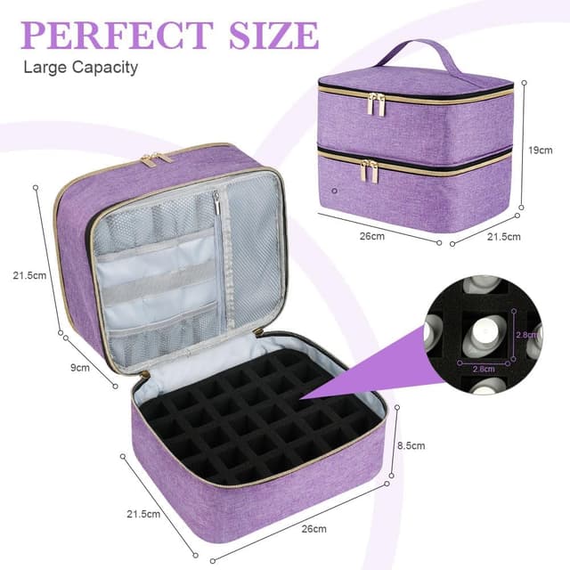 Detalle de LOPHE Borsa porta smalto 2 in 1 doppio strato per viaggio e organizer (viola)