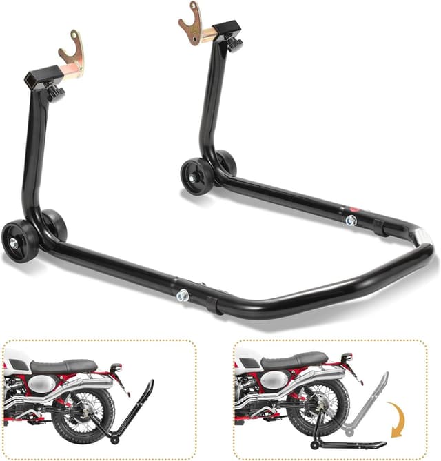 Detalle de Gimisgu sollevatore posteriore per moto, larghezza regolabile fino a 300 kg (nero)