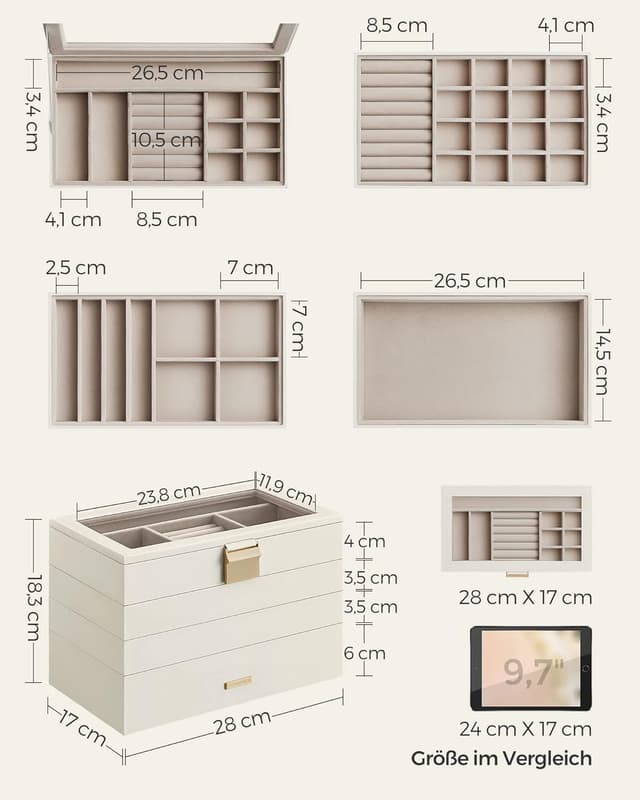 Thumbnail 5 de SONGMICS GISELLA Kollektion Schmucktablett stapelbar