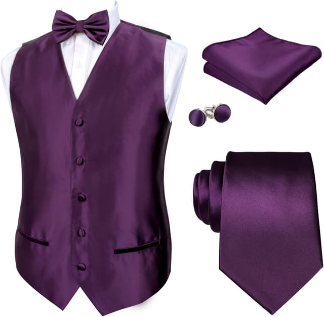 Detalle de Alizeal Mens Satin Suit Vest Set 5 pcs