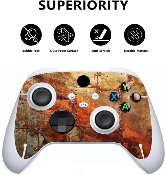 Detalle de playvital Custom Vinyl Skins for Xbox Series S (Rusty Armor) — console skin and controller wrap decals