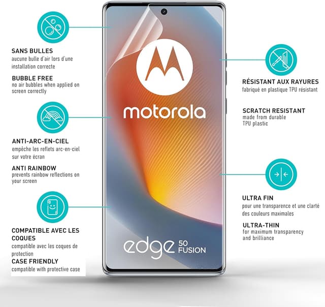 Detalle de smartect Protecteur d’écran TPU (2 + 2 pièces) pour Motorola Edge 50 Fusion
