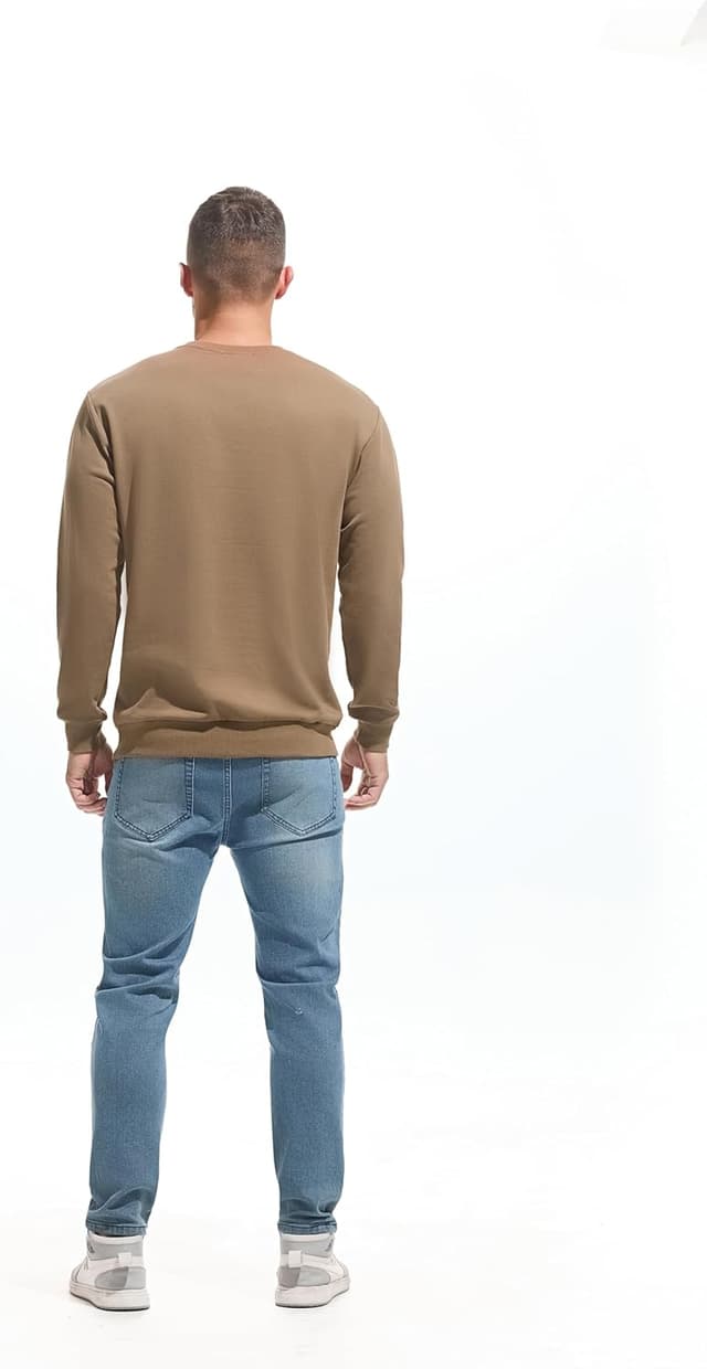 Detalle de VEIISAR Herren-Sweatshirt mit Rundhalsausschnitt (Basic) – Langarm-Pullover Freizeit