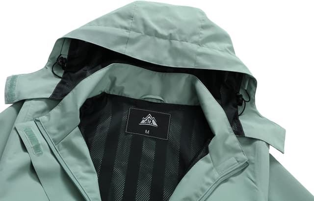 Detalle de MOERDENG Women’s Waterproof Rain Jacket Lightweight Hooded Softshell Windbreaker