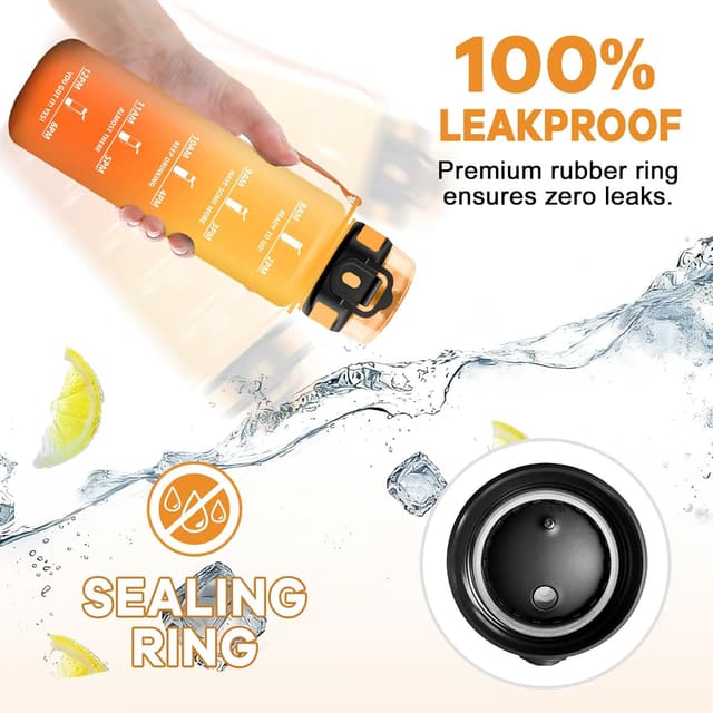 Detalle 2 de JAPORIA Gourde Sport 500 ml sans BPA avec filtre et marquage du temps