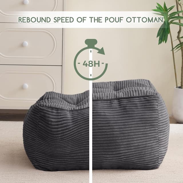 Thumbnail 3 de HIGOGOGO Square Stuffed Pouf Ottoman 25.6"