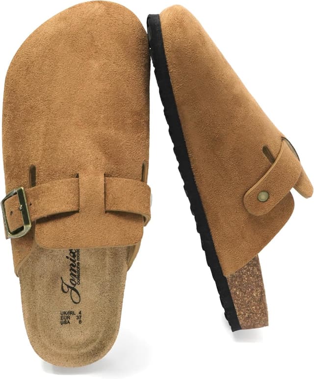 Detalle de JOMIX Sabot donna eleganti in eco-pelle scamosciata con punta chiusa e suola in sughero MD2438