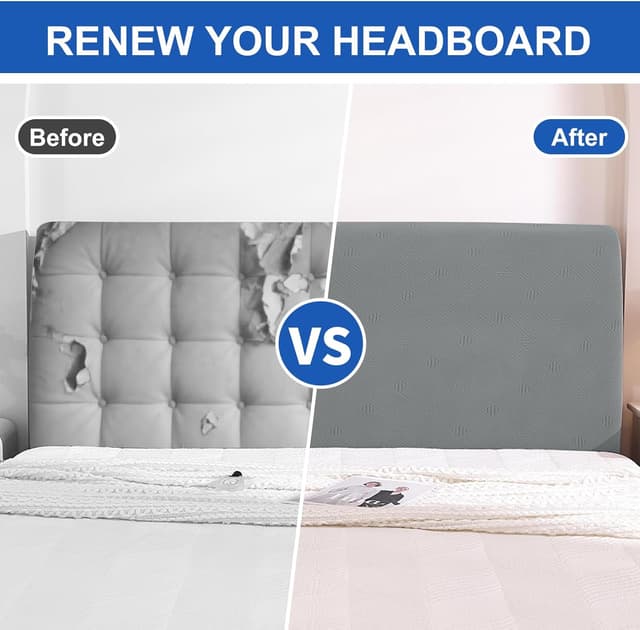 Thumbnail 6 de Ystyle Copri Testiera Letto elasticizzato universale 180 cm in grigio chiaro, lavabile antipolvere