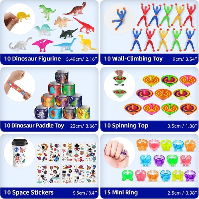 Detalle de Amy&Benton — Lot de 120 pièces de cadeaux anniversaire enfants (bracelets, toupies, pinata et pochettes surprise)