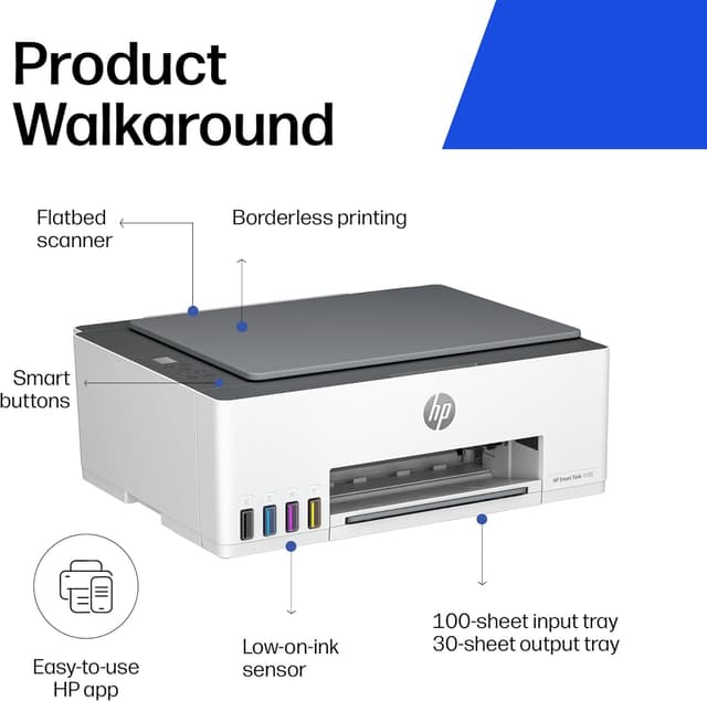 Detalle de HP Smart Tank 5105 All-in-One Wireless Printer (Print, Scan, Copy) – Refillable ink tank