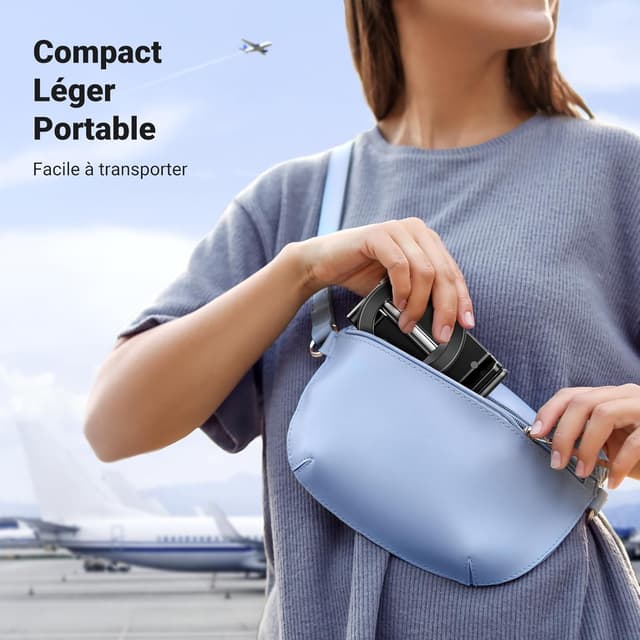 Detalle de UGREEN Support Téléphone Avion Magnétique pliable – rotation 360°, MagSafe & support de voyage