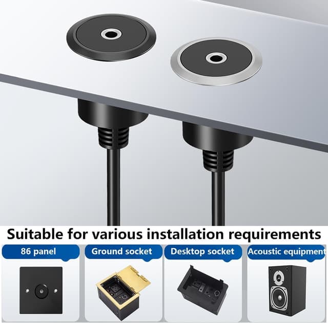 Detalle de PENGLIN 2PCS 3.5mm TRS Stereo Panel Mount Adapter (male to female) with 25cm anti-tangle extension leads