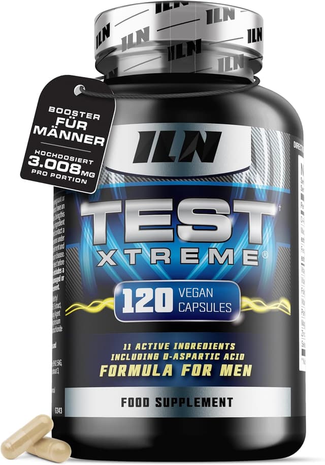 Detalle de Test Xtreme Booster Kapseln für Männer von Iron Labs Nutrition – 120 vegane Kapseln mit D-Asparaginsäure, Maca, Zink & Magnesium