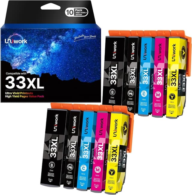 Detalle de Uniwork 33XL multipack compatibili per Epson 33 XL (10 cartucce: Nero, Ciano, Magenta, Giallo, Photo Nero) per Expression Premium