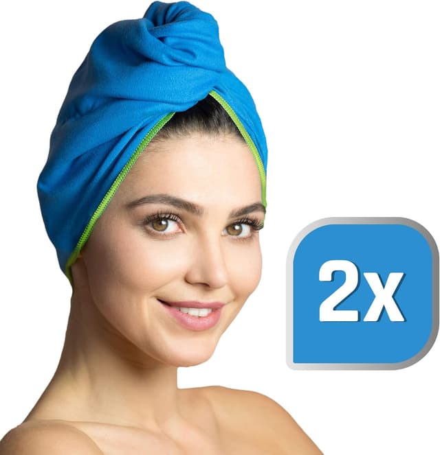 Thumbnail 6 de Fit-Flip Turban Cheveux Microfibre 2 pièces Bleu Vert
