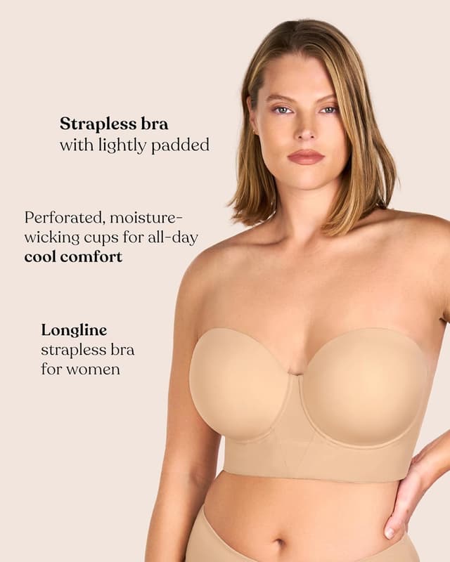 Detalle de HSIA Strapless Longline Corset Bra for Plus Size Curves (Convertible, Minimizer Support)