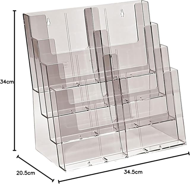 Detalle 1 de Porte-brochures de table Taymar XXL 4 étages transparent, format DIN